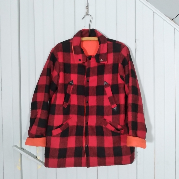 𝅺vintage buffalo plaid lumberjack hunter reversible jacket - Picture 1 of 9